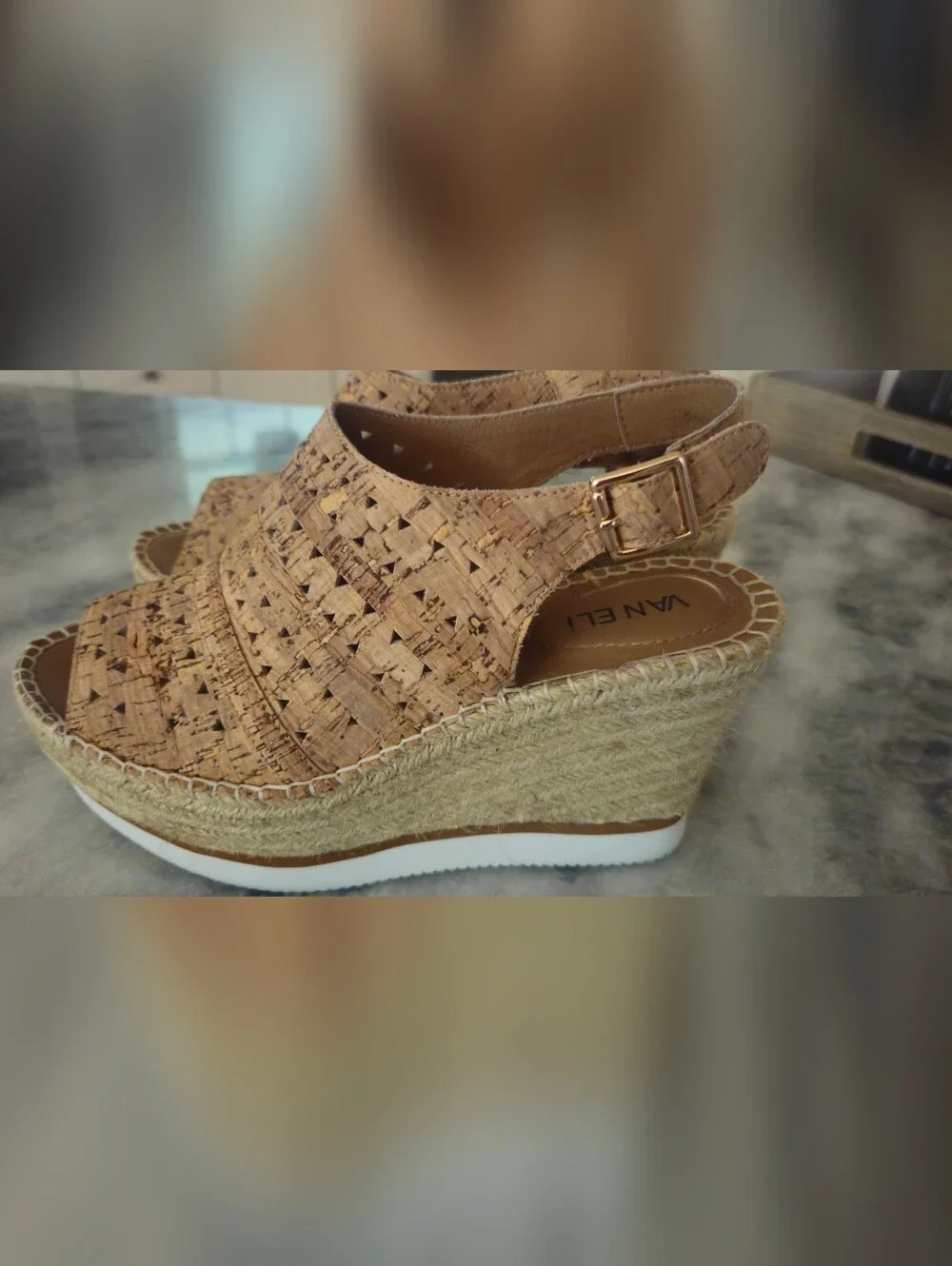 Vaneli Cork-Textured Open-Toe Espadrille Slingbacks - Tan
